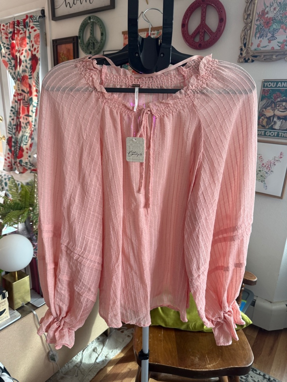 Free People Blush Pink Peasant Blouse